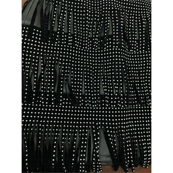 Sincerely Jules Black Studded Fringe Skirt Size Small - Picture 2 of 10